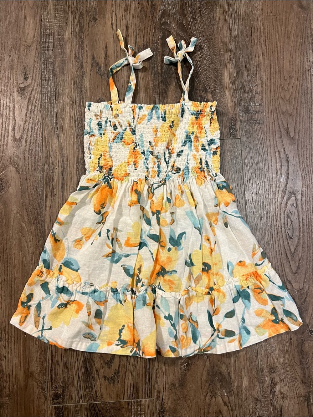 GAP Cream Sundress with Yellow & Teal Floral Accents